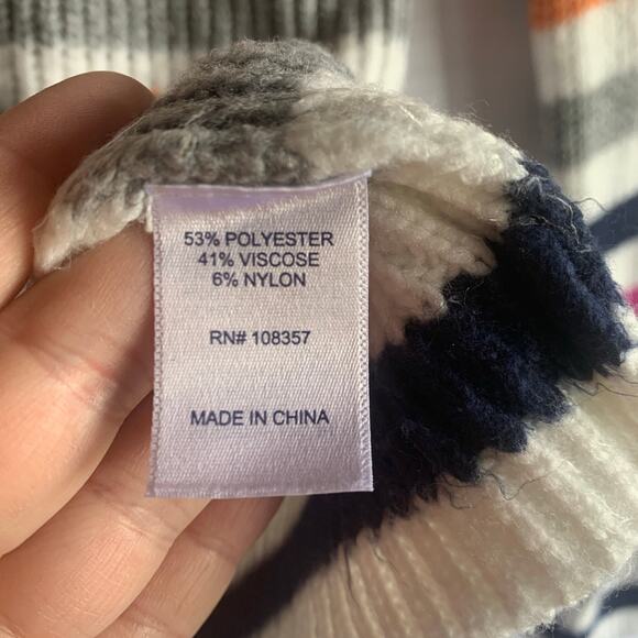 St. John’s bay womens XS striped ribbed mock neck sweater - Picture 5 of 7